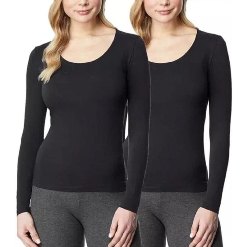 NWOT 32 Degrees Heat Thermal Top Women's XL Black Base Layer Scoop Neck
